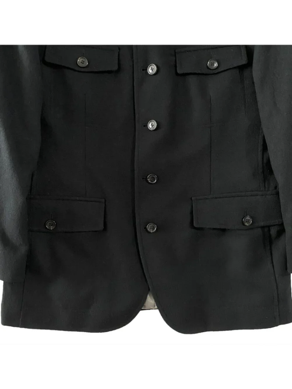 HUGO BOSS Black Label Madrid Stand Collar Military Jacket Mens 44R Black Cashmer